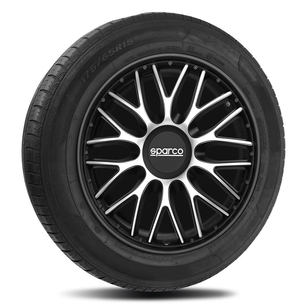 Set 4 copricerchi 15" pollici copriruota auto Roma  SPC1596SVBK argento nero