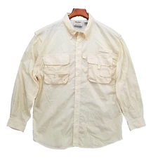 10000 ft Above Sea Level Shirt Mens Yellow Vented Long Sleeve Button Down Size S