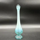 Vintage Fenton Blue Hobnail Opalescent Bud Vase 11”