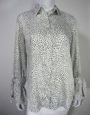 Banana Republic NWT Dillon Shirt Long Sleeve Blouse S small White Black 250