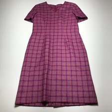 Womens Pink Houndstooth Plaid Sheath Dress Back Zip Very Well Made