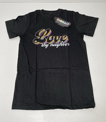 LOVE THY NEIGHBOR EMBRACE ALT REPUBLIK  Med T-Shirt Peace Tolerance Screen Print