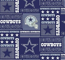 NFL Dallas Cowboys Patch Print Cotton Fabric Piece by the 1/4, 1/2, Yard 58"W