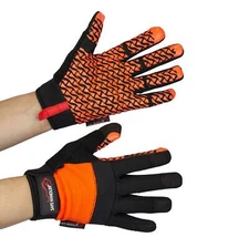Super Grip Gloves, Textured Grip Palm, Non-Slip Texture, Orange (1 Pair)
