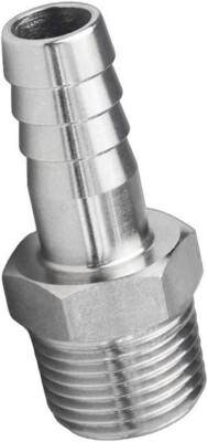 (Ships Fast) 3/8'' Hose Barb x 1/4'' NPT 316 Stainless Steel Fitting