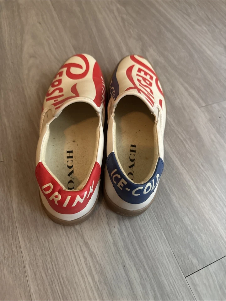 Coach Mens C117 Pepsi Motif White Multicolor FG2047 Size 10 - Image 4 of 4