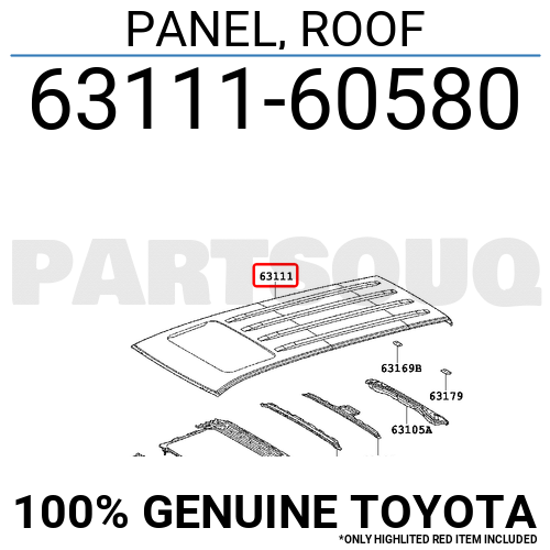 テスト 6311160580 Genuine Toyota PANEL, ROOF 63111-60580 | eBay