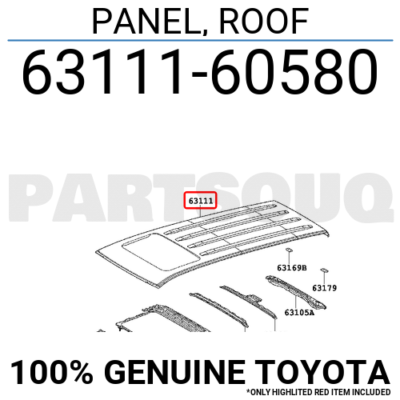 6311160580 Genuine Toyota PANEL, ROOF 63111-60580 | eBay