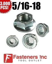 (Qty 3000) 5/16"-18 HEX FLANGE NUTS SERRATED - ZINC Plated "Whiz Nuts" Bulk Box