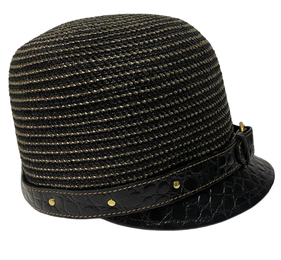 Eric Javits Cadete Cabbie Sombrero Hebilla Dorada Cuero de Cocodrilo Gorra de Newsboy Foto 4 de 4