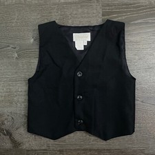 Strasburg Boys Vest Black Sleeveless Button Classic Suit Formal Size 3