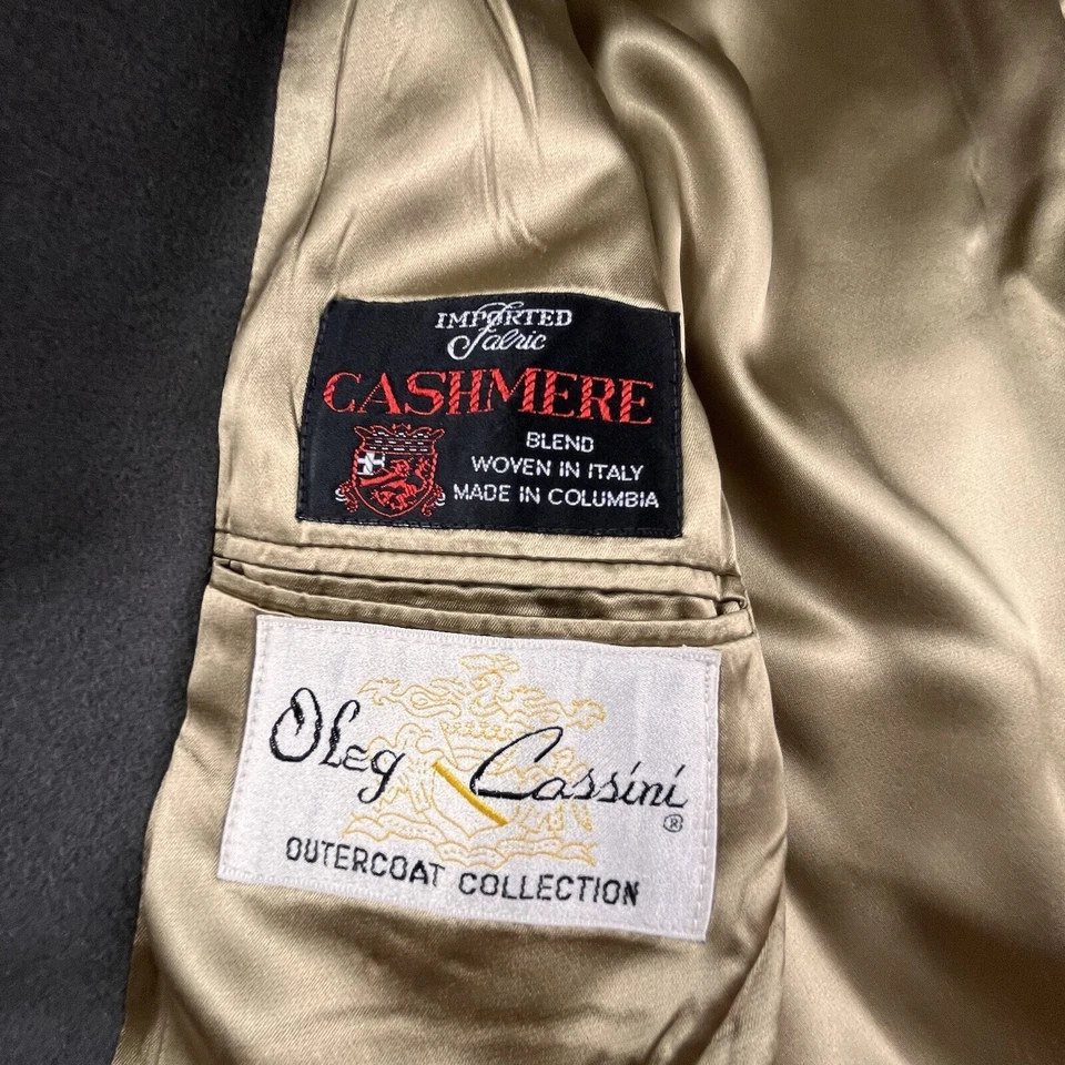 Abrigo De Colección Oleg Cassini Para Hombres 44R Gris Lana Cachemira Pesado Sobre Forrado Diseñador Mob Foto 3 de 4