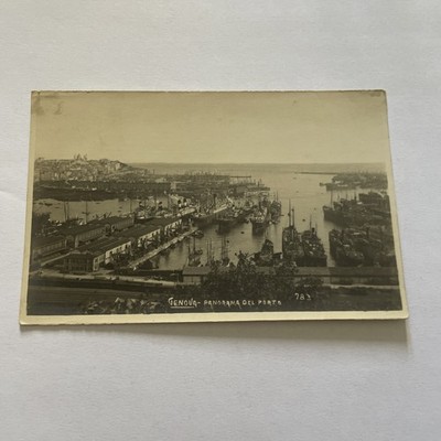 GENOA PORT PANORAMA BLACK AND WHITE POSTCARD ART EDITION HELIOS F/P