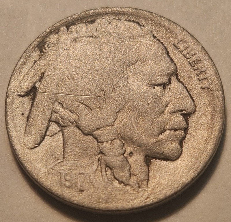 2 Buffalo Nickels 1917-D As-Is acid cleaned