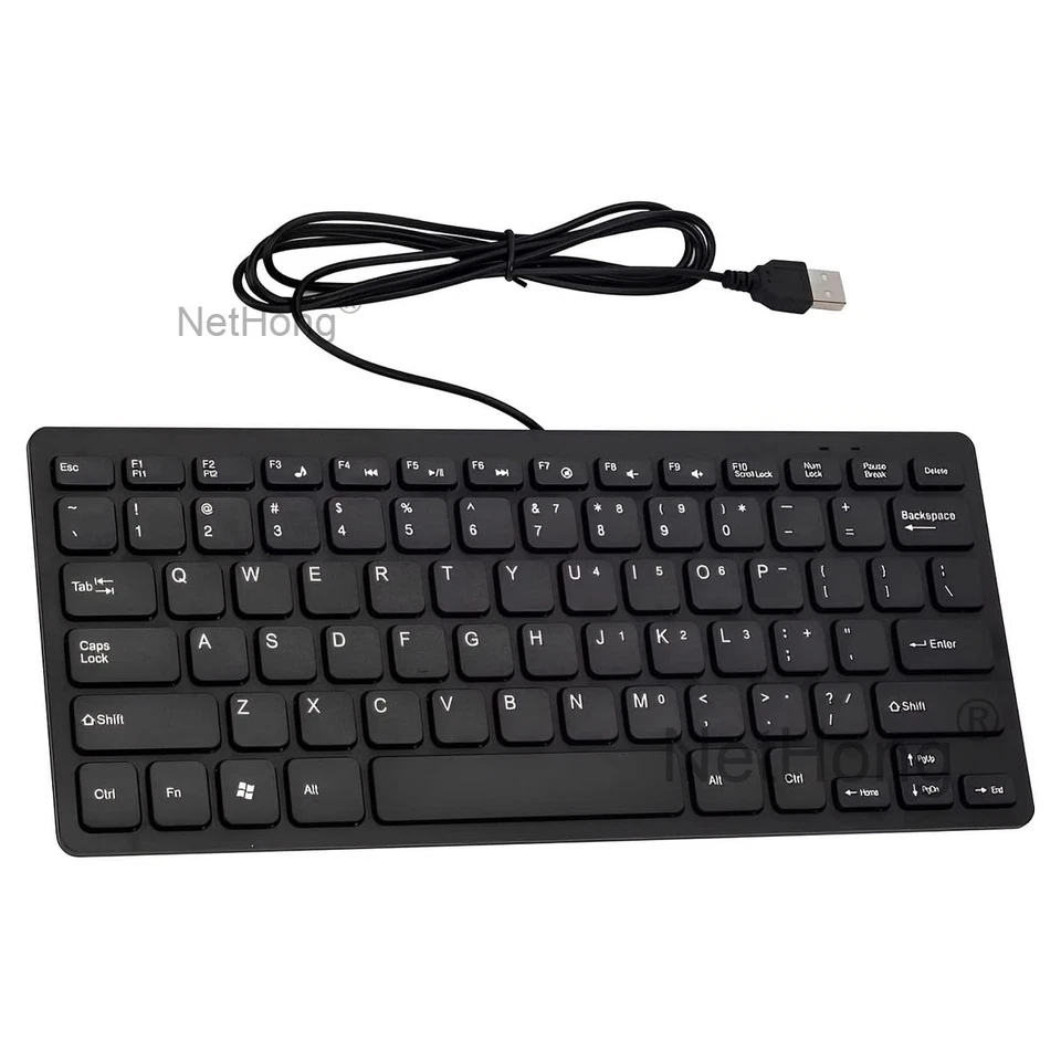 Schwarzes Mini-Slim-USB-Kabel-Anti-Rutsch-Tastatur für PC Laptop Neu - Bild 2 von 4