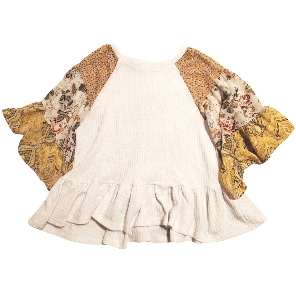 Umgee Waffle Knit Patchwork Statement Flare Bell … - image 1