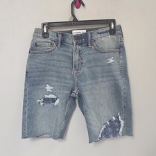 Abercrombie Kids Distressed Denim Shorts with Bandana Patterned. Size 13/14