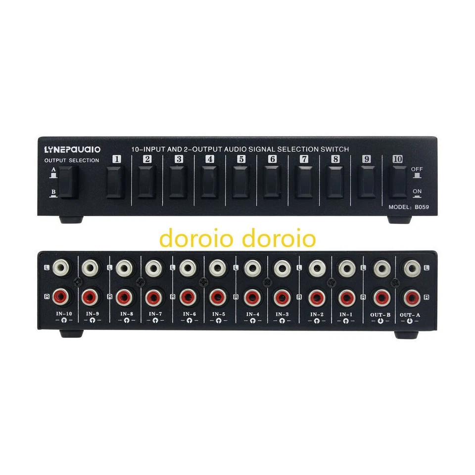 Audio Switcher RCA Audio Selector 10 IN 2 OUT or 2 IN 10 OUT Lossless Switching - Image 2 of 4