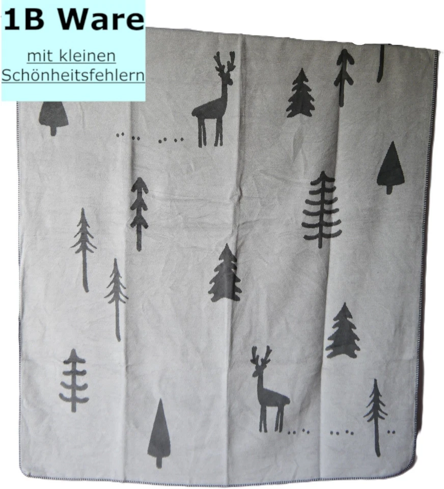 Kuscheldecke 150x200 cm Baumwolle Dralon weich warm Tanne Hirsch 1b Ware