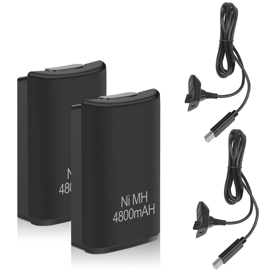 2x Wiederaufladbare Batterie Akku für Xbox 360 Wireless Controller mit Ladegerät - Bild 2 von 4