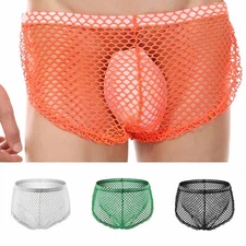 Fashionable Men's Trunks Underwear Mesh See Through Boxer Briefs Shorts Panties
