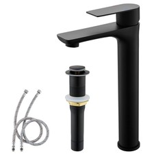 Vessel Sink Faucet Black, Tall Bathroom Faucet Single Hole, Single Handle Res...