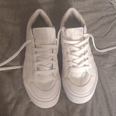 adidas Men's White Low Top Lace-Up Athletic Sneakers Rubber Outsole Casual