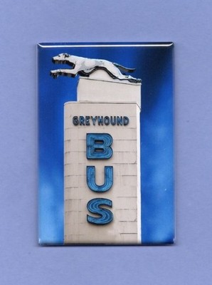 GREYHOUND BUS SIGN *2X3 FRIDGE MAGNET* VINTAGE TRANSPORT LINES DESTINATION TRIP