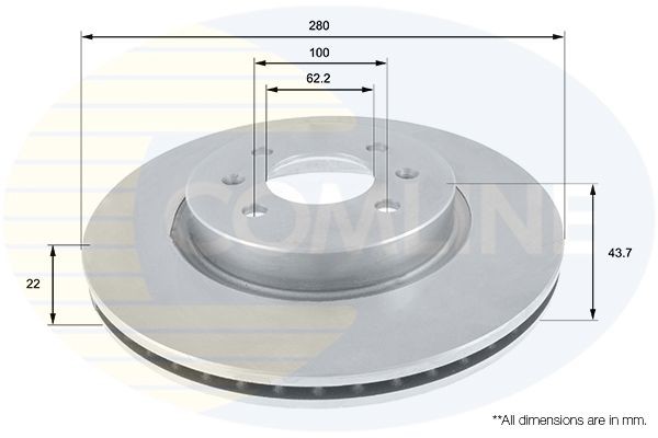 Brake Disc Front Fits Hyundai Bayon i20 i20 Active Kia Rio COMLINE ADC2405V