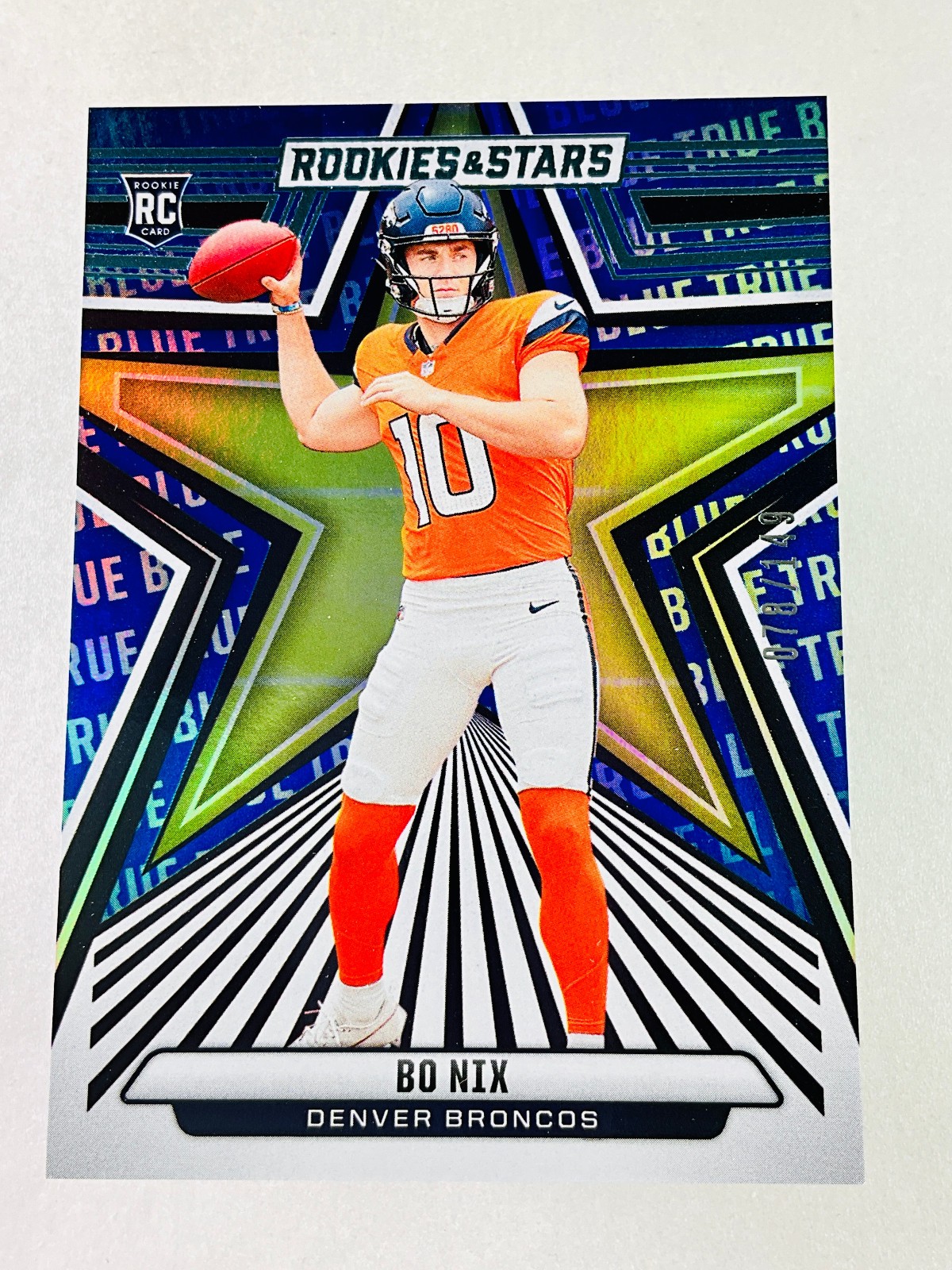 2024 Panini Rookies & Stars - Rookie Bo Nix #108 True Blue /149 (RC)