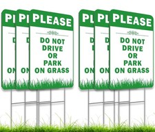6X Please Do Not Drive Park On Grass Double sided Signs with Stakes - Plastic...