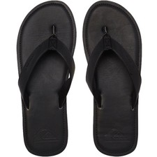 Image of Quiksilver Mens Molokai Leather Beach Pool Sandals Thongs Flip Flops - Black -