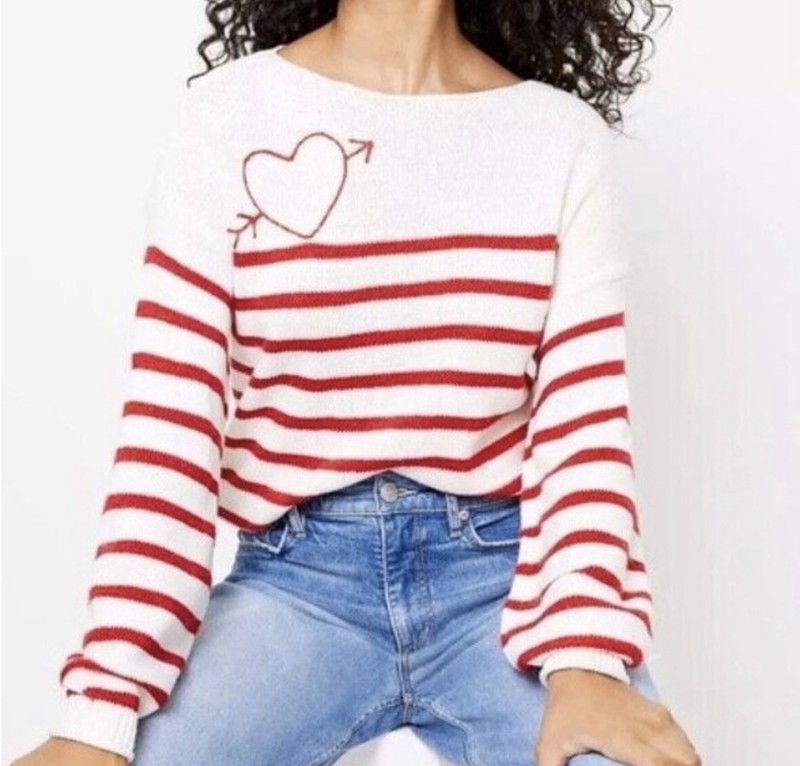 NWT Ann Taylor LOFT Red Stripe Cupid Boat Neck Sweater Size: Small maternity 