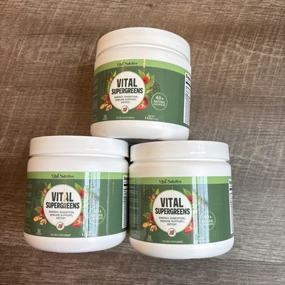 Vital Nutritive Vital Super Greens 4.69oz Energy Digestion Lot Of 3 Exp. 2027