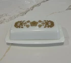 Vintage Pyrex Butterfly Gold Pattern Milk White Butter Dish