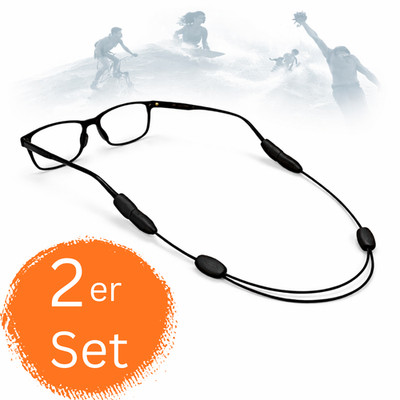 2er Set Brillenband verstellbar rutschfest Sport Brillenkordel schwarz Unisex