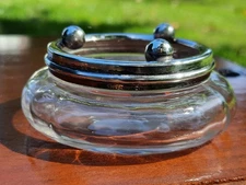 Glass and Sterling Silver Rimed Webster Ball Salt Dish