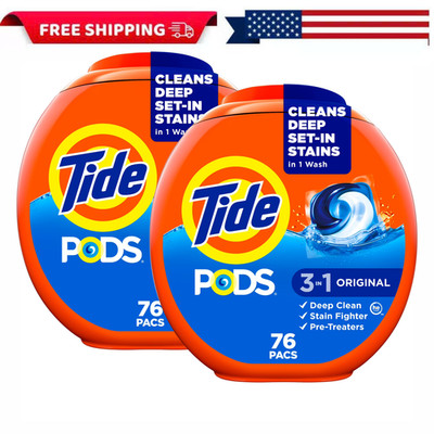 2 Pack Tide PODS Liquid Laundry Detergent Pacs Original Scent 152 Count Total