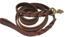 Vintage Heavy Duty 6 Foot Dog Leash Thick Leather Brass Swivel Clasp Made In USA