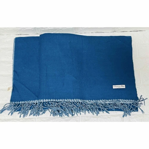 Authentique foulard Christian Dior bleu 145 x 92 cm marque logo hiver saison formelle