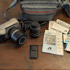 Minolta Vectis S-1 Film Camera w/ 56-170 mm & 28-56 mm Lenses, Remote And Case