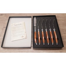 SET 6 COLTELLI PER PESCE IN ACCIAIO INOX E LEGNO RAFFINATI DA PORTATA PER OSPITI