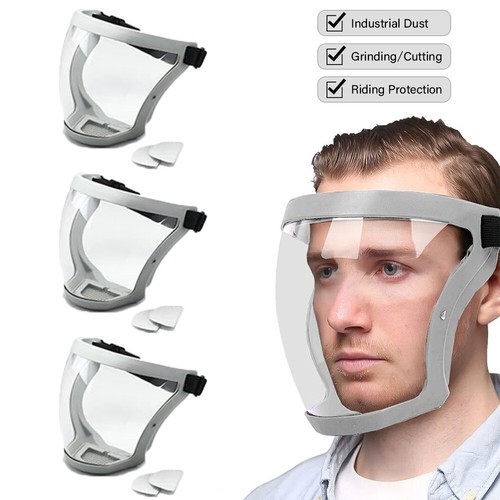3X Full Face Super Schutzmaske Antibeschlag Schild Sicherheit Transparent Kopfbedeckung