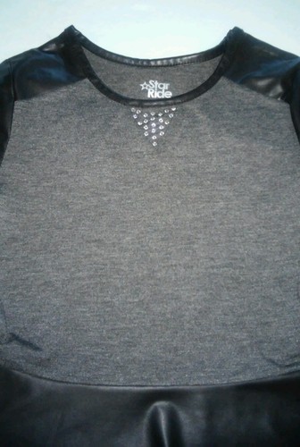 STAR RIDE" GEM TRIANGLE" FAUX LEATHER TOP GIRL SIZE L( 6X) - Picture 2 of 4