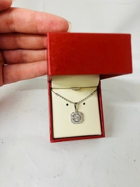 Berricle Art Deco CZ Pendant Necklace in Sterling Silver n1274-01, 18 inches-NEW - Image 2 of 4