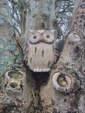 Resin Wood Effect Owl Garden Ornament Decoration