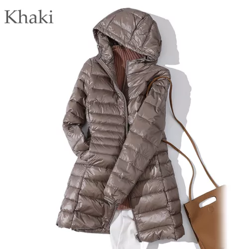 Winter Packable Ultralight Long Down Hooded Women Jacket Puffer Parka Coats - Picture 14 of 36