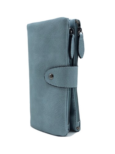 Portafoglio donna due cerniere Azzurro morbido Porta Tessere Pelle  Sintetica | eBay