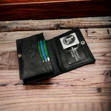 Leatherboss Leather Card Case Wallet with expandable pocket and snap closure