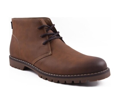 Chap's Men's Brown Lace-up Memory Foam Lug Sole Chukka Boots Shoes: 7.5-13